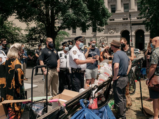 Activists Occupy City Hall Park Demanding 1 Billion In Cuts To The Nypd Gothamist