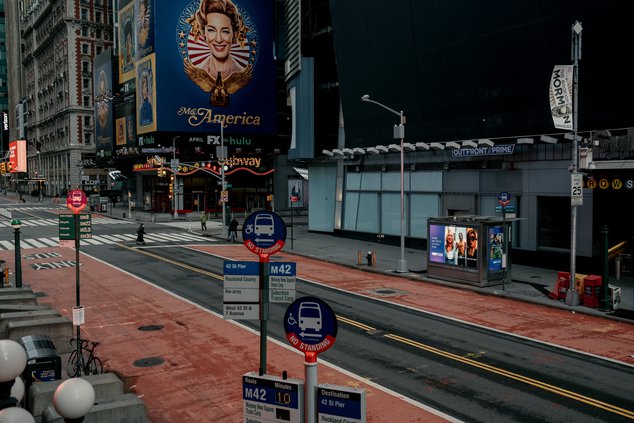 an empty Times Square