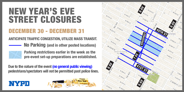 NYPD Traffic Restrictions on New Year's Eve