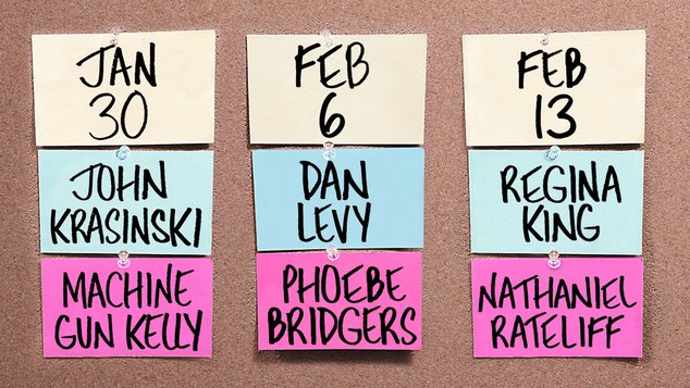 snl notecards with host names