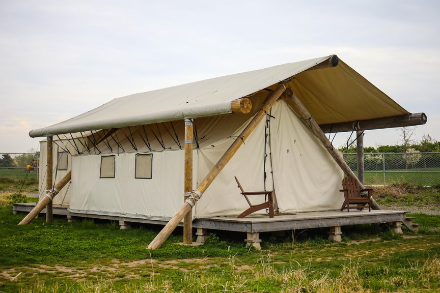 A photo of a glamping set up on Governors Island