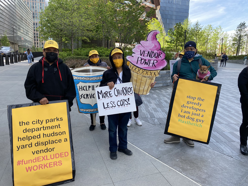 A group of street vendors gathered at Hudson Yards on Friday