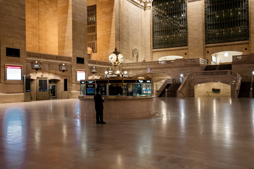A nearly empty Grand Central, May 2020.
