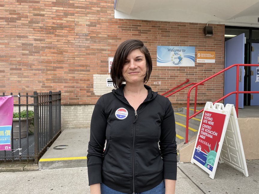 Morgan Sasser voted Saturday at an early polling site in Bed-Stuy.