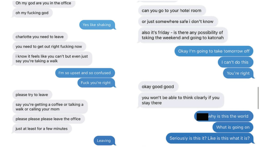Text messages from a Cuomo accuser shared by the Attorney General's Office