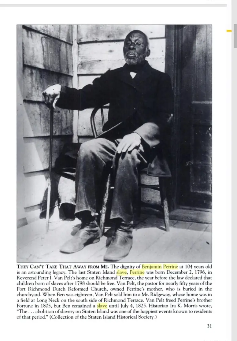 A photograph of a man, seated, holding a cane. The photograph has a long caption beneath, that is headlined "THEY CAN'T TAKE THAT AWAY FROM ME."