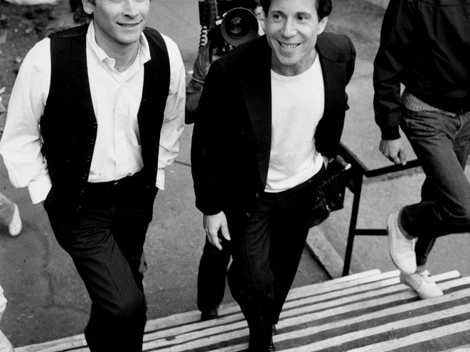 Simon & Garfunkel arriving for the show in Central Park<br/>(AP/Shutterstock)